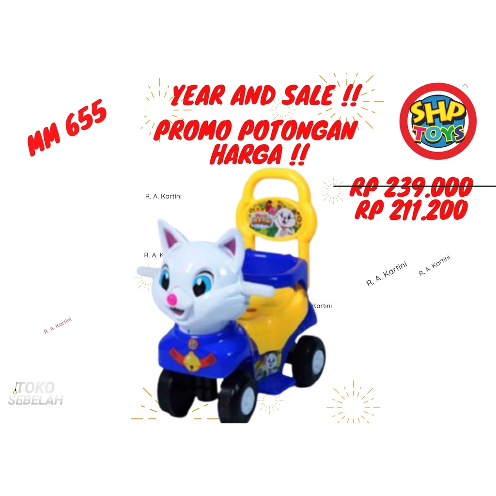 Mainan Anak Mobil Mobilan Duduk Dorong Meong Kucing MM 655 -SHP Toys