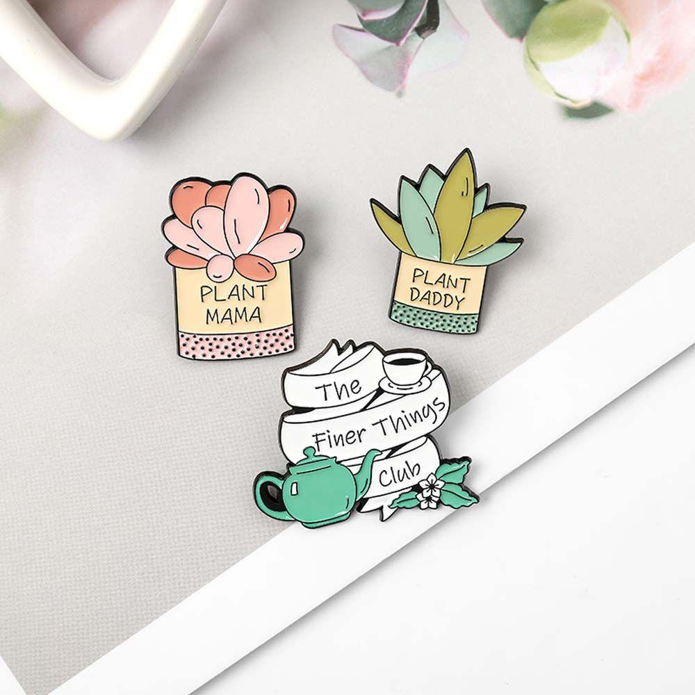 Lanfy Tanaman Bros Hadiah Untuk Wanita Pria Hadiah Untuk Anak-Anak Perhiasan Aksesoris Kebun Kecil Tanaman Bunga Perjalanan Peringatan Lapel Pin Enamel Pin