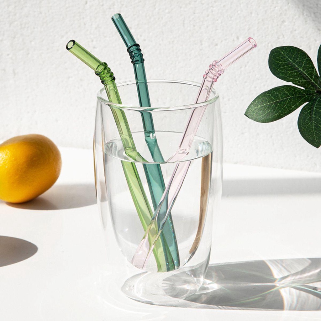 Quinton Sedotan Minum Reusable Bahan Kaca Bening Warna-Warni Untuk Perlengkapan Pesta