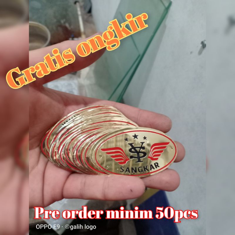 merk emblem logo sangkar burung kuningan 50pcs