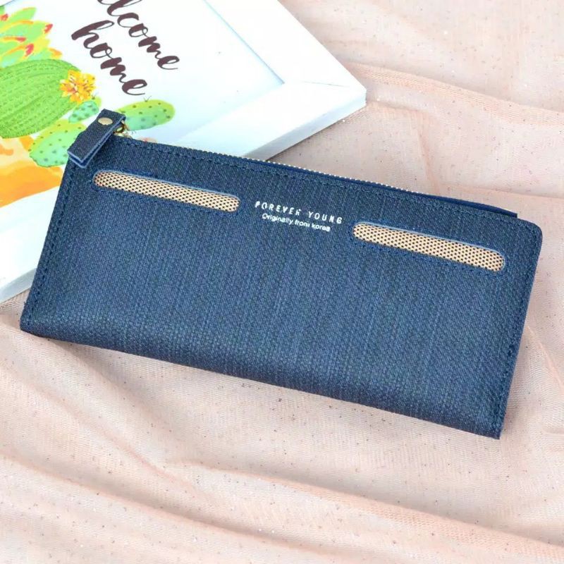 Dompet Lipat Long Thin Motif Two Strip Wanita Import 2413-4