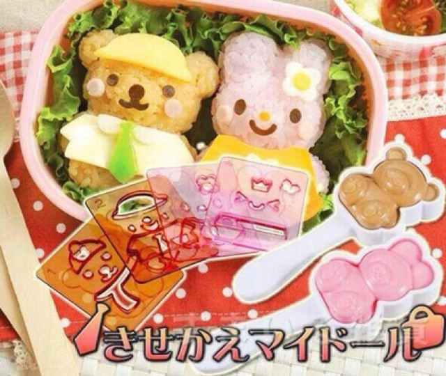 Cetakan nasi rice mold alat bikin bento bear dan melody sushi