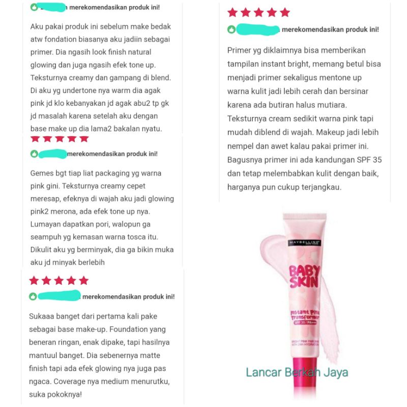 Maybelline Baby Skin Pore Eraser 30ml | Instant Pink Transformer | BPOM Terdaftar