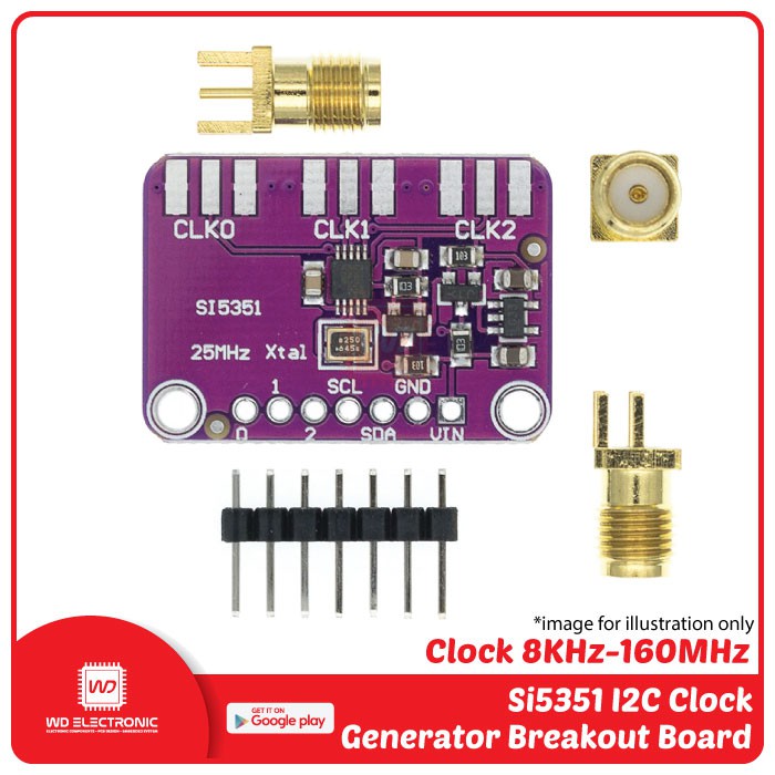 Si5351 I2C Clock Generator 8KHz-160MHz Breakout Board module