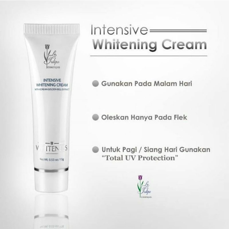 LA TULIPE Intensive Whitening Cream 15GR Whiteness Series | Latulipe Krim Penghilang Flek &amp; Noda Hitam