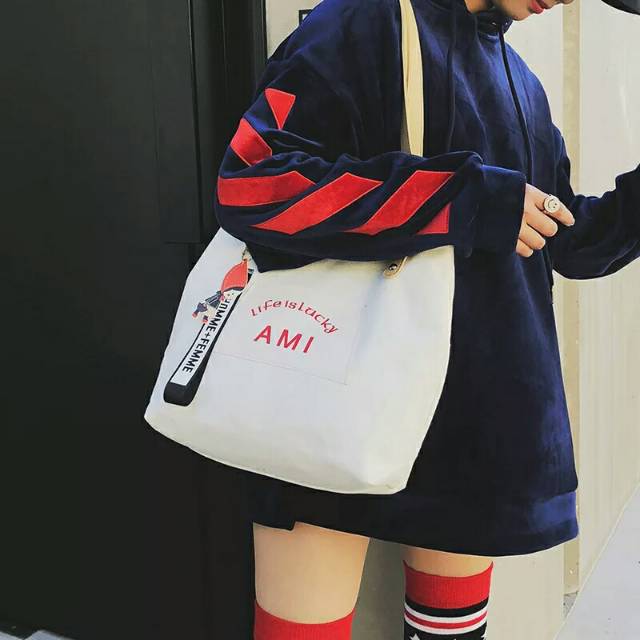 (BISA COD)TakesanBag - Totebag Wanita Payung - Bahan Semi Canvas Sintetis - Penutup Resleting - Ukuran Besar