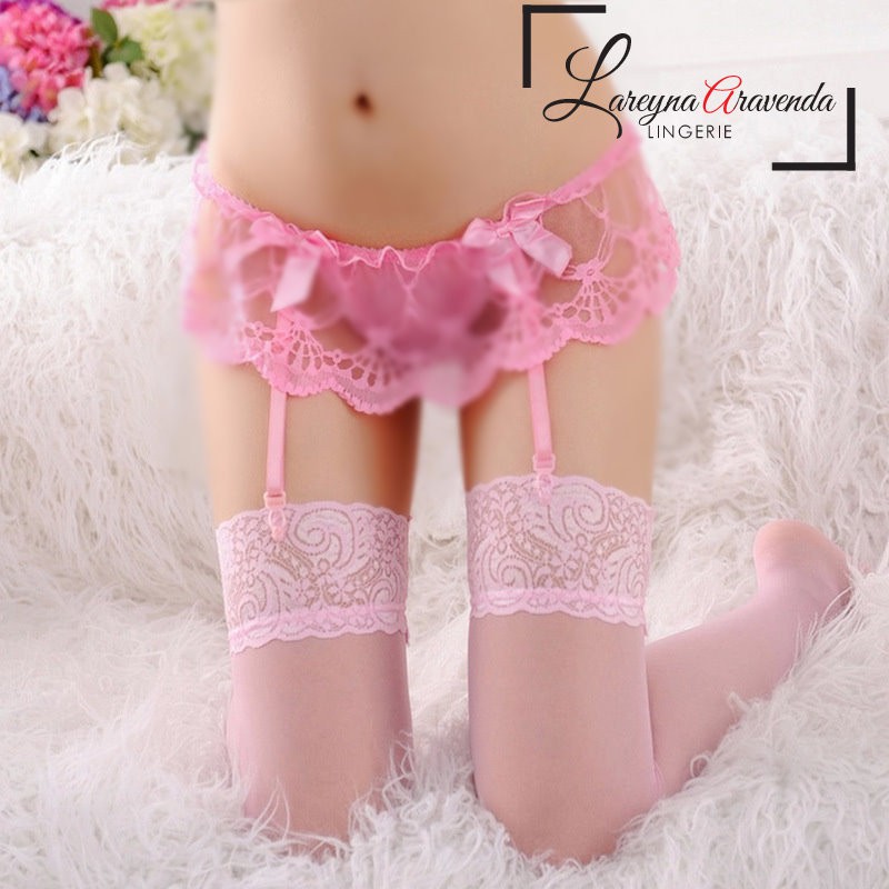 Lareyna Aravenda Garter Belt Lace Sexy Untuk Pengait Stoking Lingerie LG057