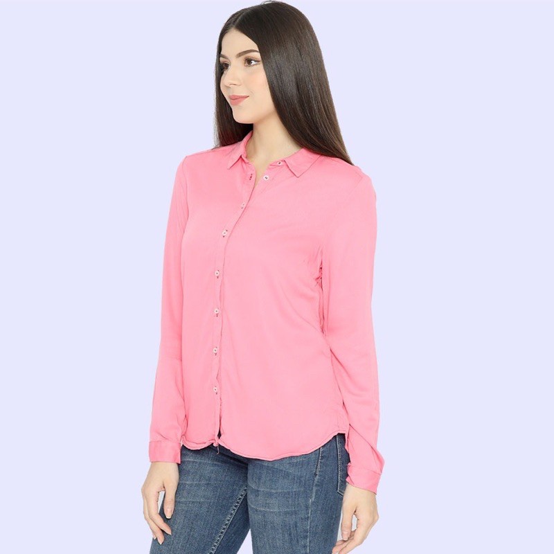 lovemecorner HM CHAMBRAY PINK SHIRT cotton shirt PINK KEMEJA WANITA PINK MERAH MUDA BAHAN BAGUS