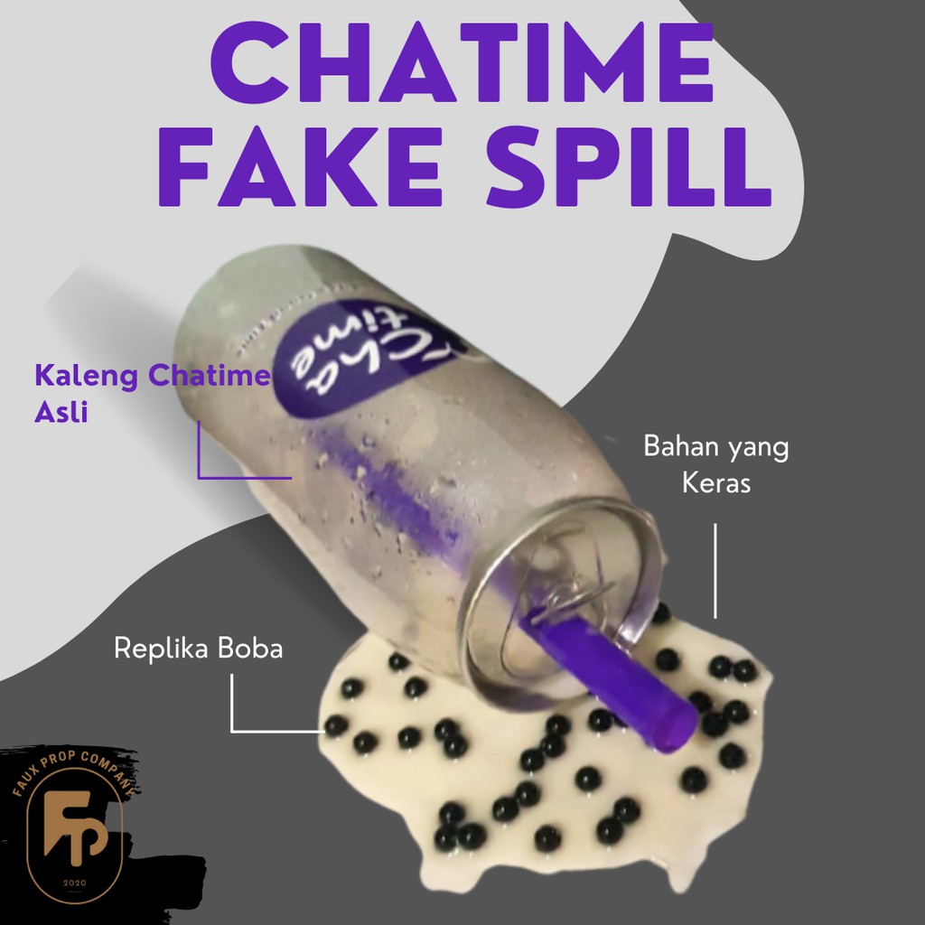 Chatime Popcan Pearl Milk Tea /Chatime Tumpah Pake Boba / Fake Spill