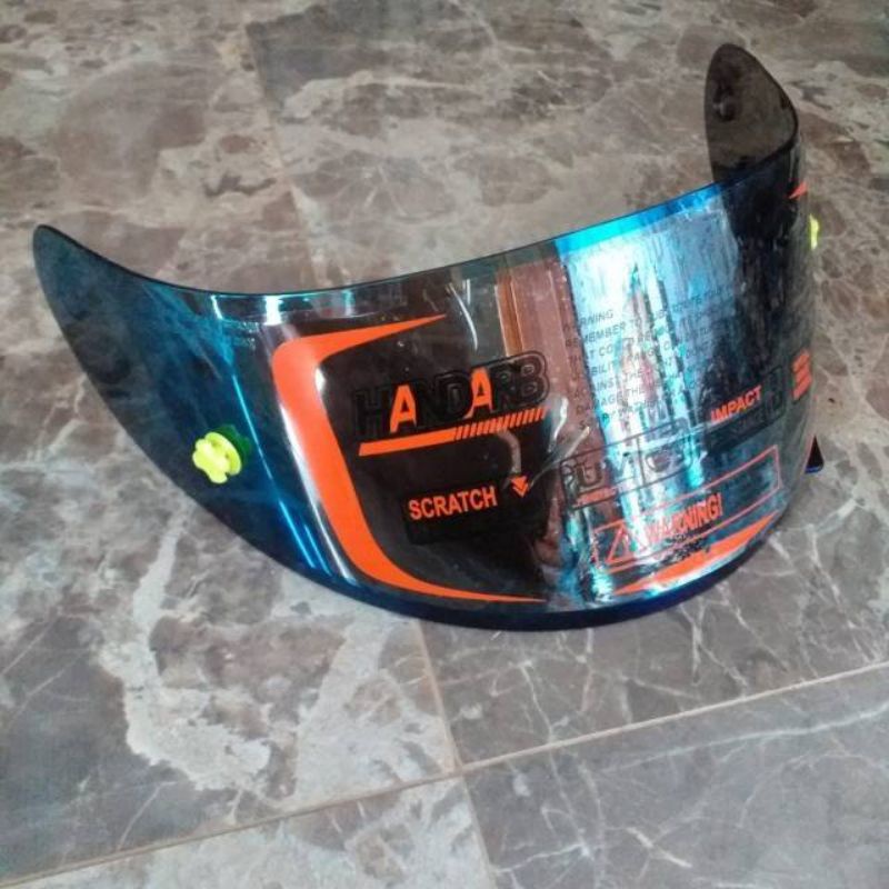 Flat visor kyt rc-7 + kyt r10 + kyt k2r iridium blue /gold /silver/hitam /putih/ tear off post