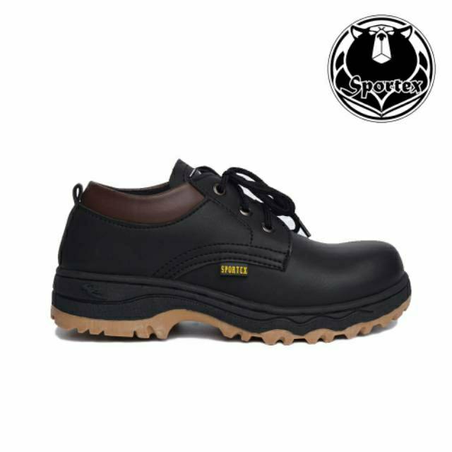 Sepatu Pria Safety Mens Shoes Kulit Sintesis Ujung Besi Sportex Boots Pendek Tali