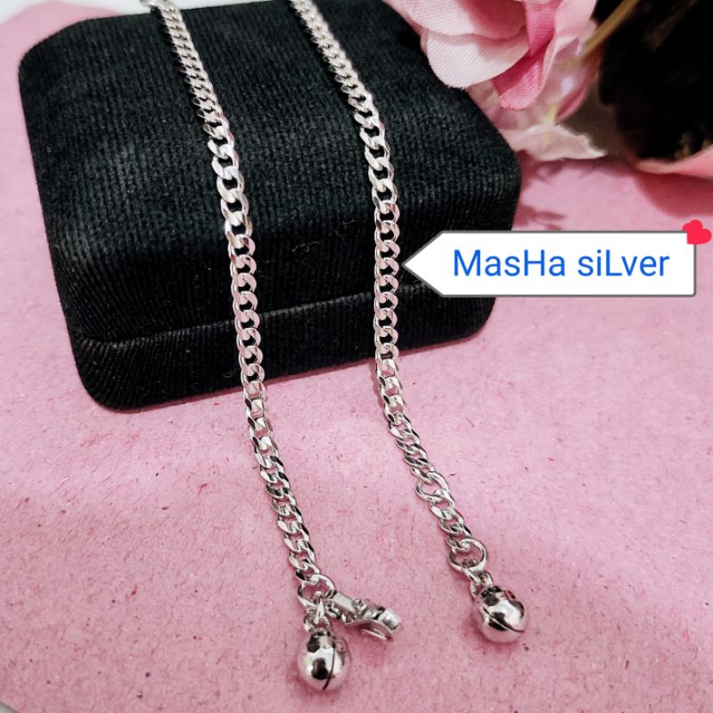 GELANG ANAK RANTAI SISIK NAGA POLOS ASLI SILVER 925 LAPIS MAS PUTIH