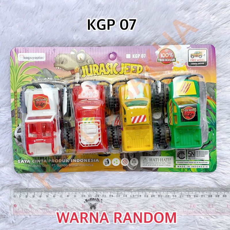 MAINAN KGP 07 JURASIC JEEP ISI 4 PCS MOBIL MOBILAN JIP BAN BESAR BIG FOOT JURASSIC