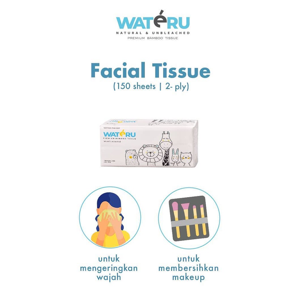 Wateru Premium Bamboo Tissue | Tisu Dapur Toilet Facial Pocket