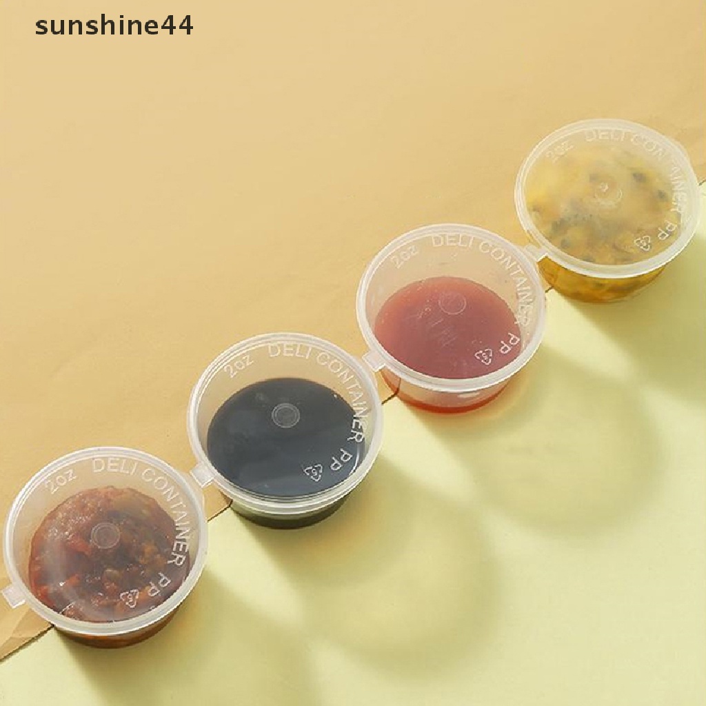 Sunshine 10PCS / Set Kontainer Plastik Transparan Sekali Pakai Untuk Saus / Bumbu Dapur