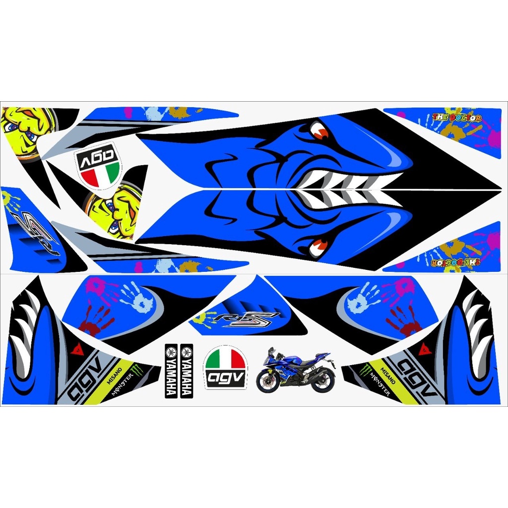 stiker striping motor r15 v2 hiu biru