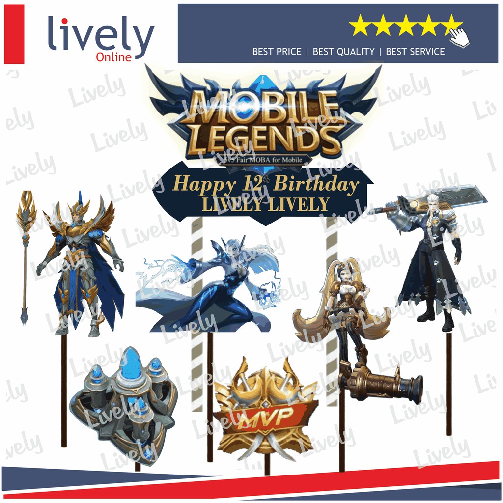 CUSTOM NAMA CAKE TOPPER KARAKTER MOBILE LEGENDS 03 HIASAN KUE HBD HAPPY BIRTHDAY