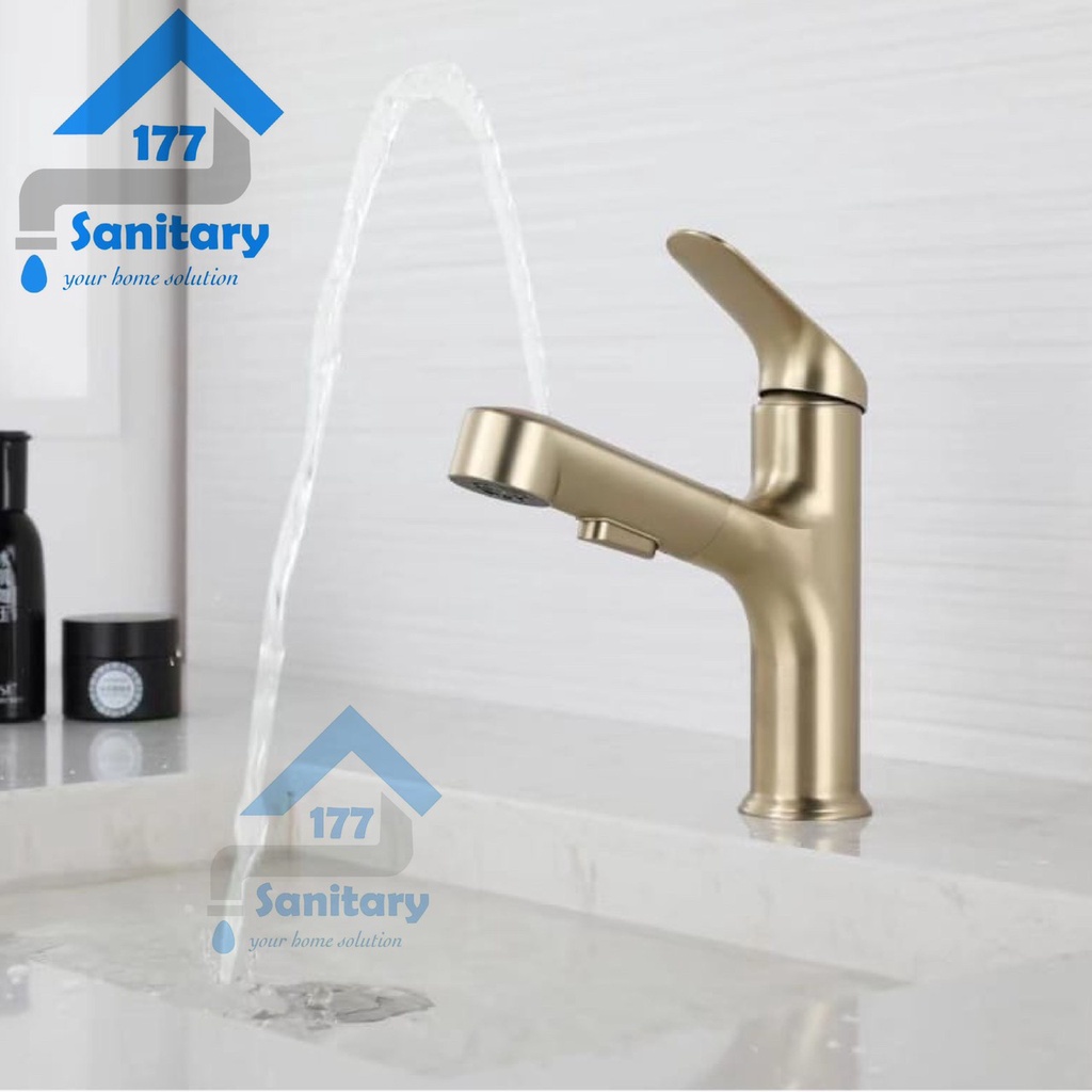 Kran Wastafel Kuningan Panas Dingin GOLD 424B-Keran air bisa untuk cuci piring sink tarik brass emas kuning tebal tebel basin faucet hot cold