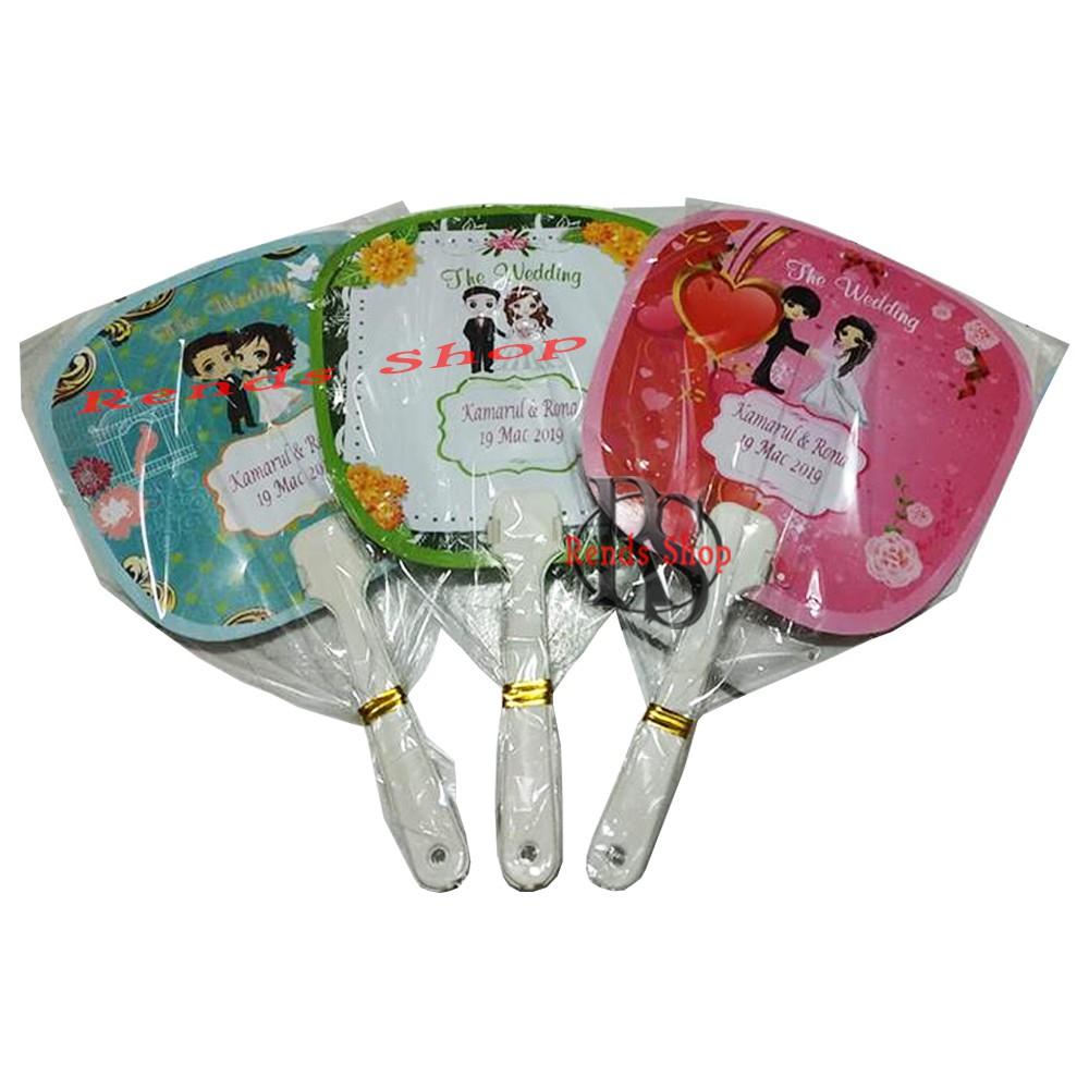 Souvenir Kipas Wedding Sablon Nama Pengantin Kemasan Plastik Sovenir Pernikahan Murah
