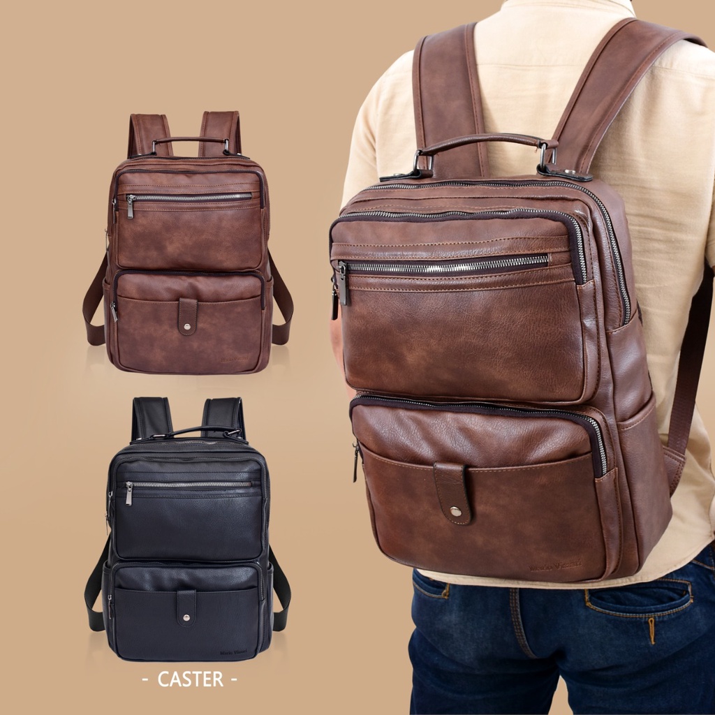Tas Ransel Pria Kulit Mario Vizzari Caster (1880) - Laptop