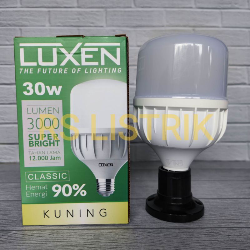 LUXEN LAMPU LED CLASSIC 30W 30 WATT CAHAYA KUNING WARM WHITE 3000K GARANSI 1 TAHUN