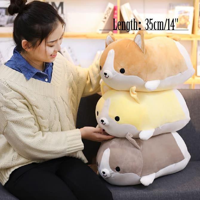 Paling Laris Boneka Stuffed Plush Bentuk Anjing Corgi Lucu Ukuran