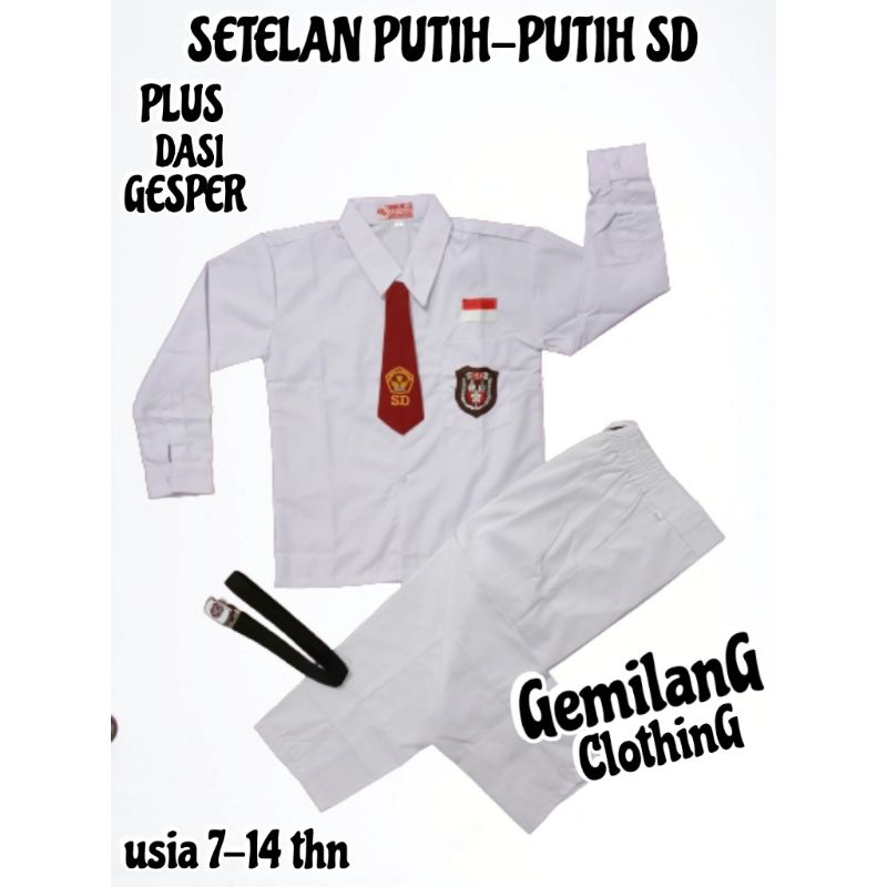 SERAGAM SEKOLAH SD // SETELAN PUTIH PUTIH ANAK LAKI-LAKI KELAS 1 SAMPAI 6 SD