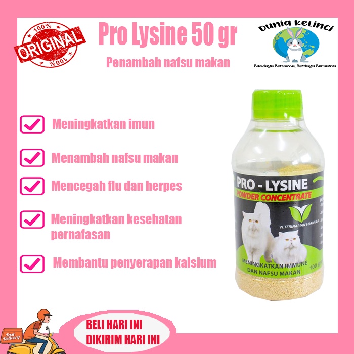 NAFSU MAKAN KUCING PRO LYSINE 50 GR VITAMIN IMUNITAS KUCING