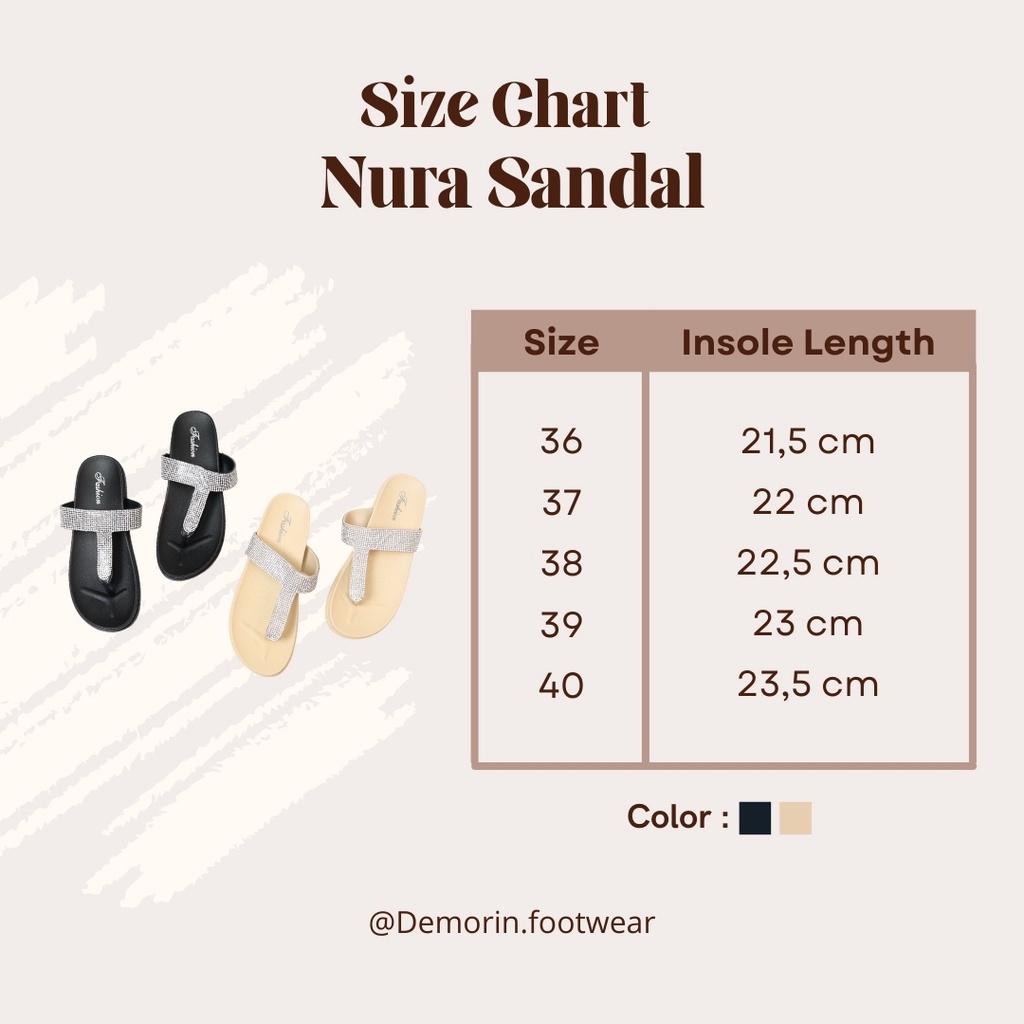 Nura Sandal Jepit Wanita Blingbling Casual - Demorin Sendal