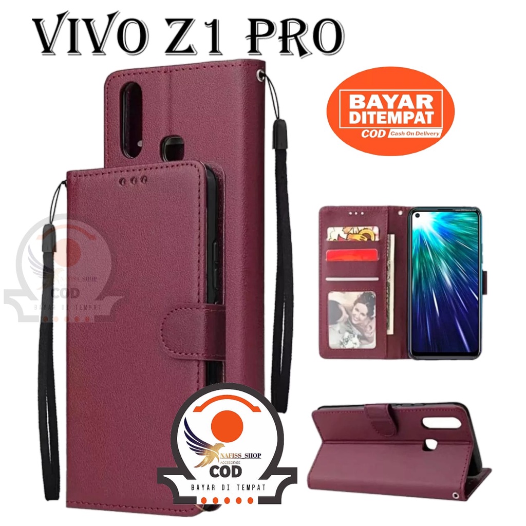 Case Flip Vivo Z1 Pro Dompet Hp untuk Vivo Z1 Pro Leather Flip Case standing flip Leather cover Hand