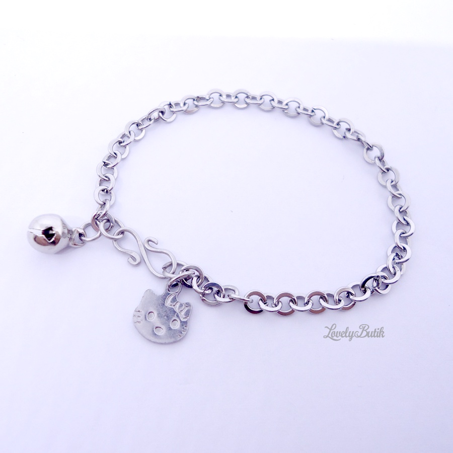 Lovelybutik Gelang Tangan Bayi Monel Rantai Kerincing Krincing Baby 0-2 Tahun Krincingan Baja Putih Stainless Steel