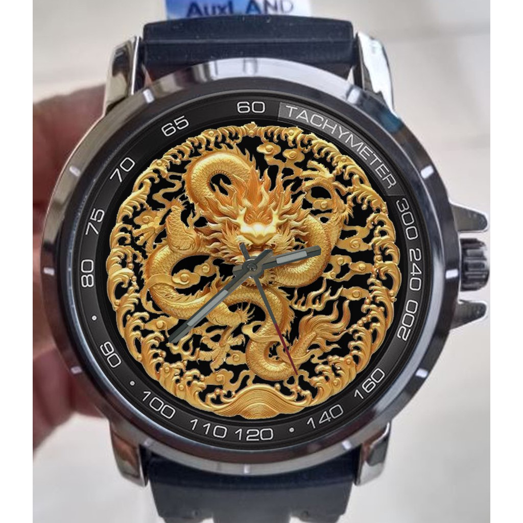 Jam Tangan Keren Terbaru Custom Naga Emas Circle