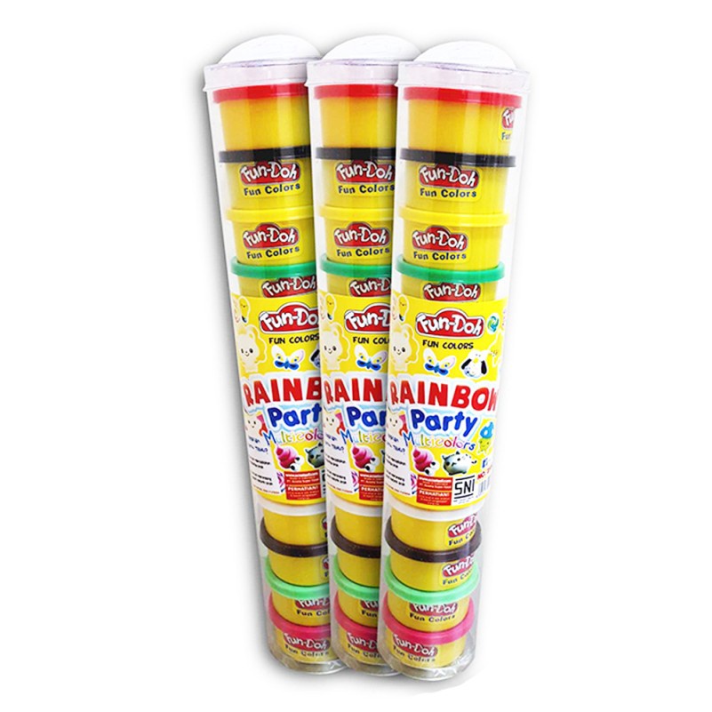 Mainan Lilis Plastisin Fun Doh Rainbow Party Multi 12 Colors Refill