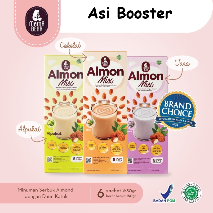 Mama Bear Almon Mix 6 Sachet @30gram - Minuman Serbuk Almond &amp; Daun Katuk