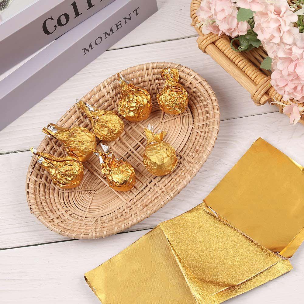 Populer 100pcs Aluminium Foil Logam Embos Permen Gilded Perlengkapan Pesta Pernikahan Dekorasi Timah Makanan Permen Coklat