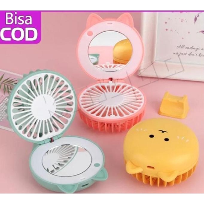 Kipas Comel + Kaca kipas mini kaca make up