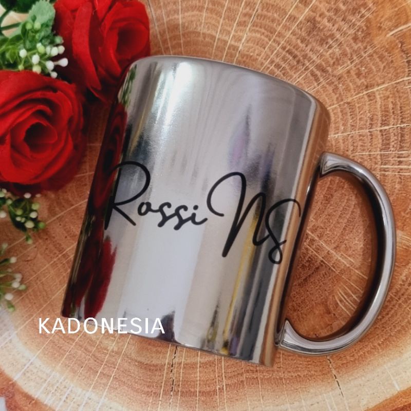 Mug Custom Gold Rose Silver / Gelas Custom Premium