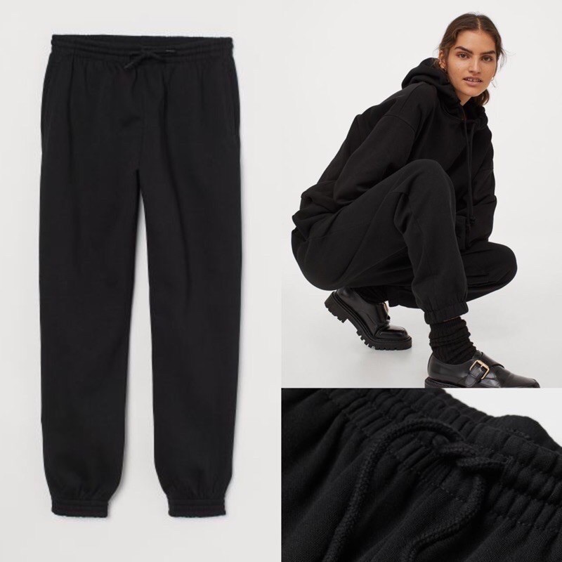 H&M Black Unisex Fleece Jogger Pants