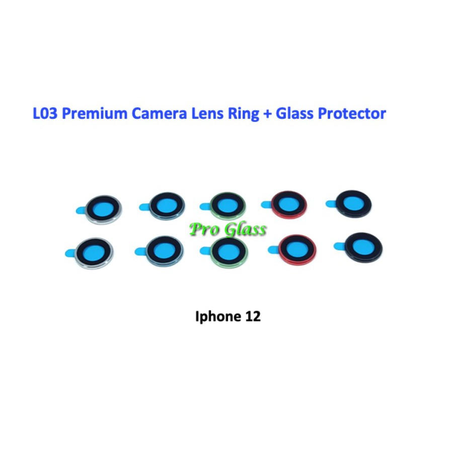 L03 Iphone 12 /  12 PRO /  12 PRO MAX Camera Lens Glass Protector + Aluminium Frame Ring