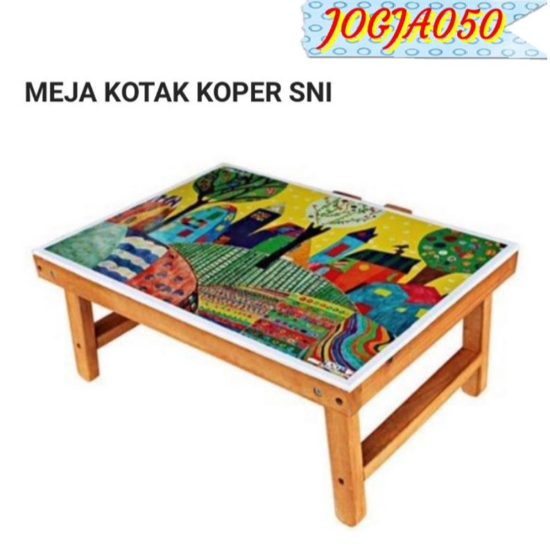 MEJA BELAJAR KAYU LIPAT SILANG & KOTAK KOPER KARAKTER SNI