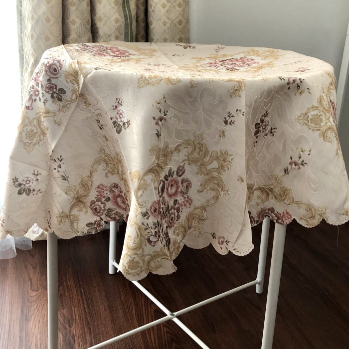 Taplak Meja Makan - Taplak Meja Makan Shabby Bulat 6 Kursi