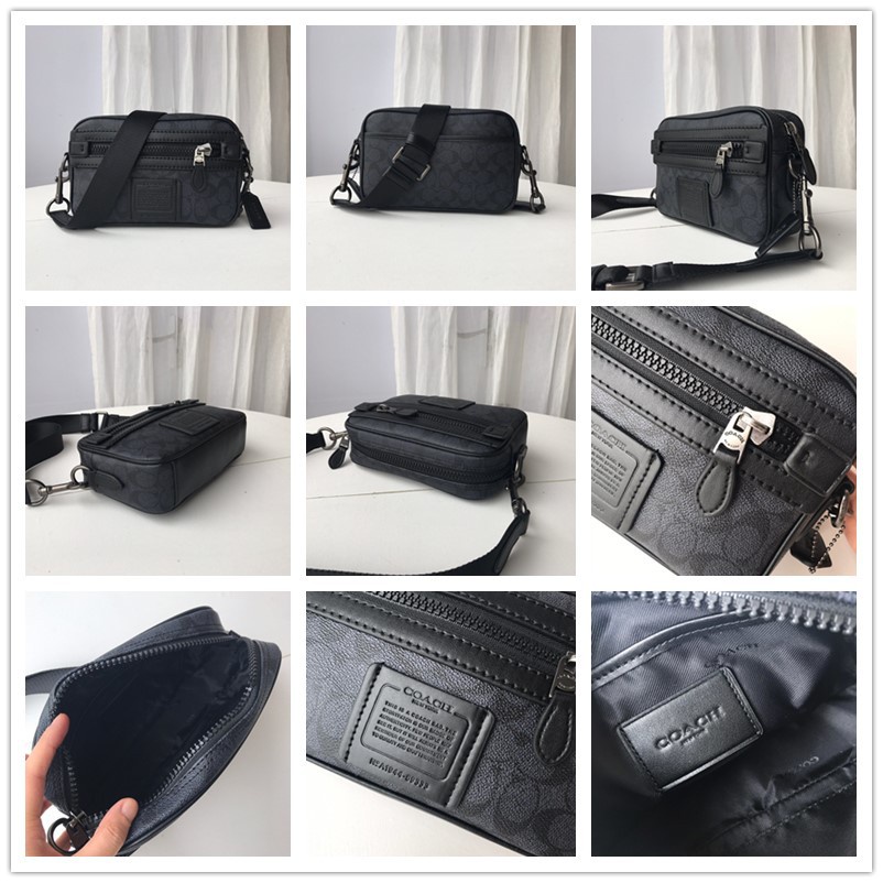 TAS PRIA SELEMPANG BAHU PRIA ACADEMY GRAHAM CROSSBODY BAG SIGNATURE CANVAS BLACK BROWN 69333