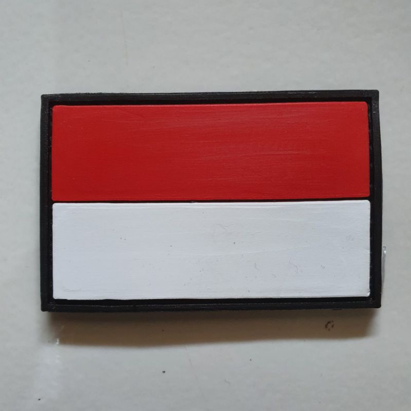 patch rubber logo bendera merah putih indonesia / tempelan emblem karet velcro