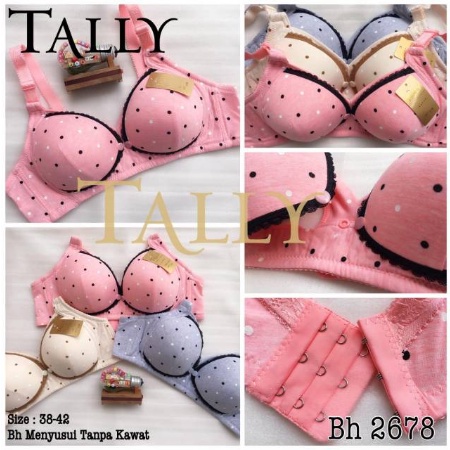 BRA Menyusui TALLY 2678 Bra BH  Tanpa Kawat Nursing Bra BTK 3 Kait