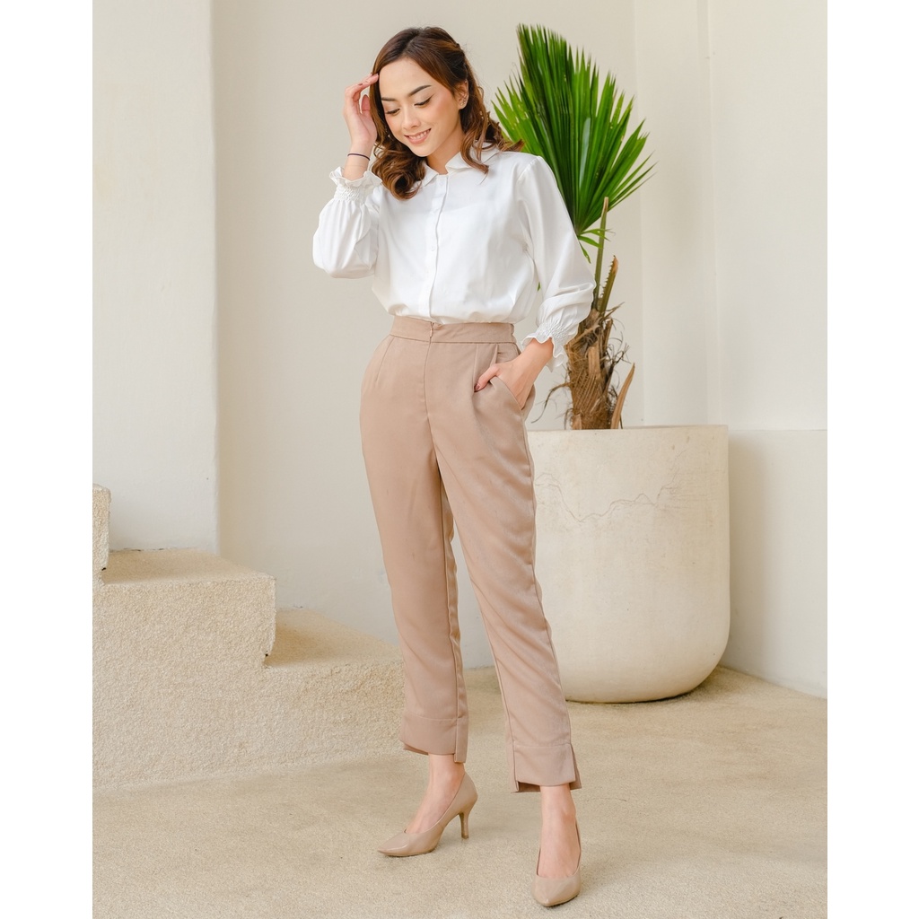 Mayoutfit Chiara Pants | Celana Pensil Asimetris-Tobaccobrown