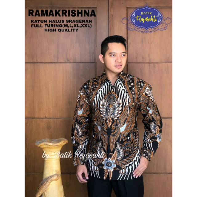 Batik Solo RAMAKRISHNA Kemeja Pria Katun Halus Sragenan Full Furing