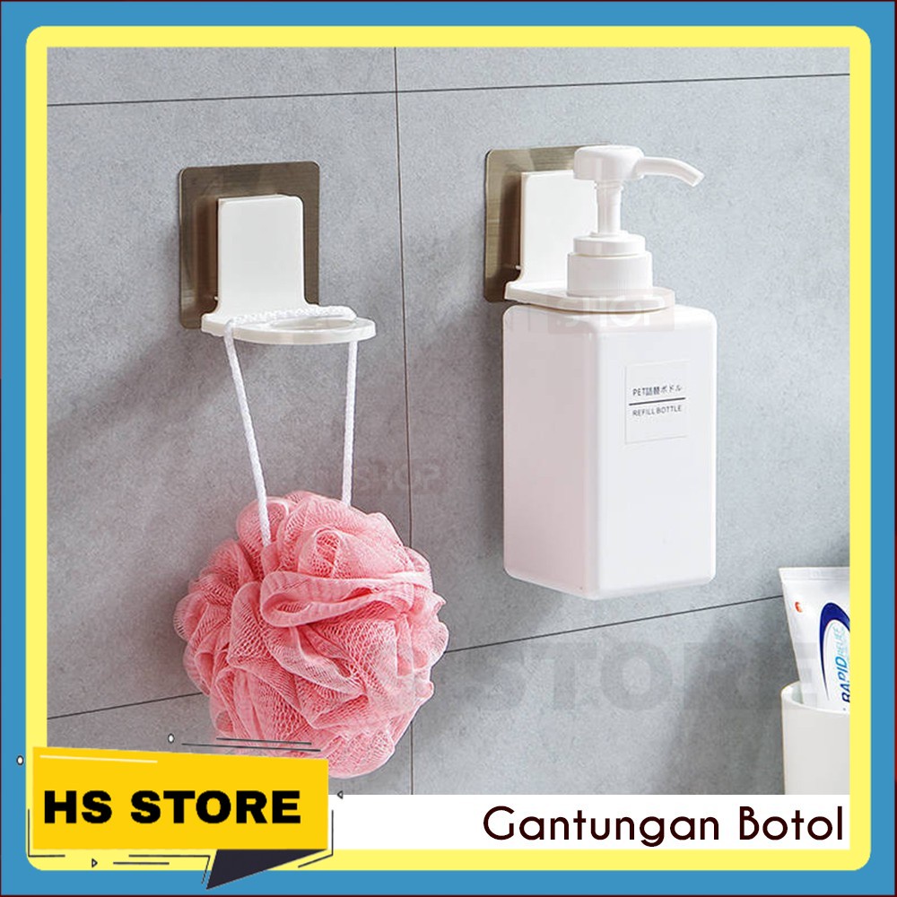 Gantungan Botol Sabun Shampo Hand Sanitizer Rak Dinding Tempel Kamar Mandi Dapur Saos Kecap