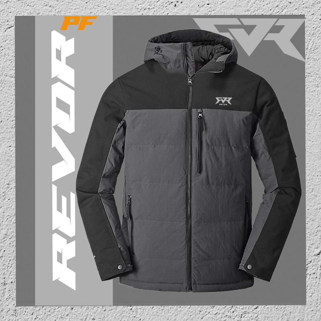 Revor PF Jaket Outdoor Tebal Anti Angin Waterproof Abu