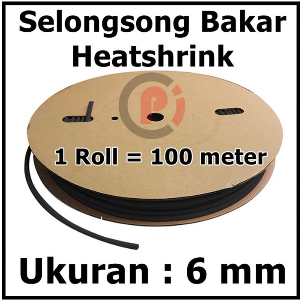 Per Roll Selang Bakar 6mm Tube Heat Shrink Heatshrink Selongsong 100 m