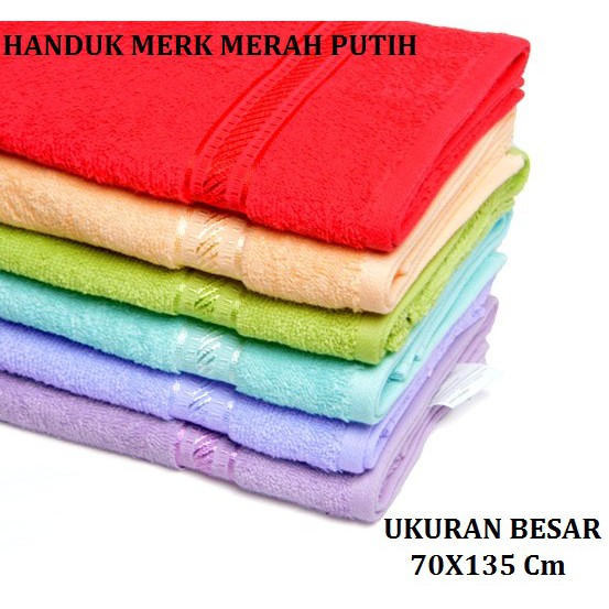  Handuk Merah Putih Ukuran BESAR 70x135 cm handuk mandi 